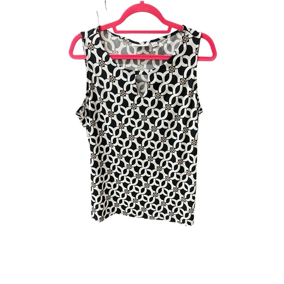 Susan Graver Sleeveless‎ Tank Top Black White Gold Woman's Plus Size 1x Work - Picture 1 of 5